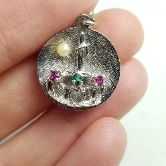 Vintage Sterling Silver Double Link Chain Charm Bracelet with 6 Charms, Estate - Picture 6 of 12